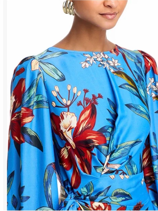 FARM Rio Dresses & Skirts - FARM Rio Bright Blue Floral Wrap Mini Dress